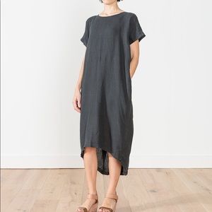 Pleated Cocoon Dress 100% Linen